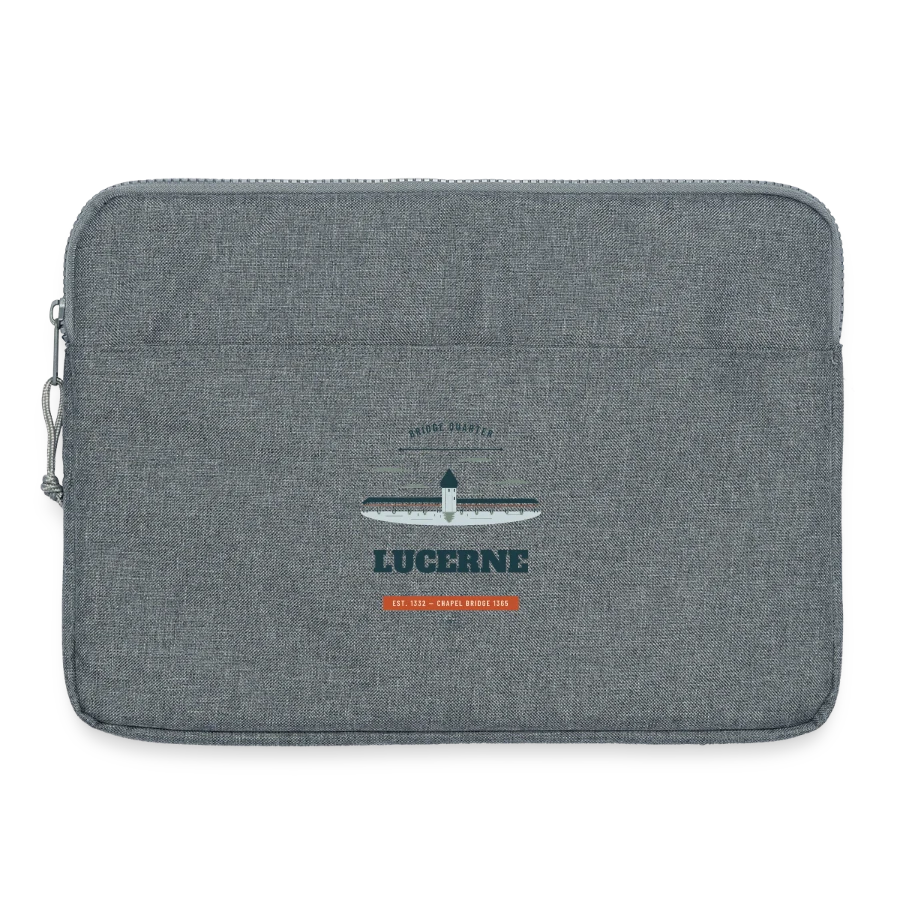 Lucerne badge on a laptop bag 15", heather grey