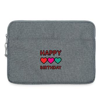 HAPPY BIRTHDAY. JOYEUX ANNIVERSAIRE. ANNIVERSAIRE. - Sacoche pour ordinateur portable 15 pouces - gris chiné - Devant