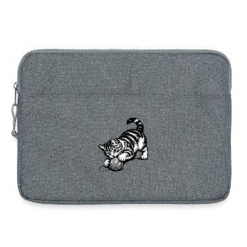 Verspieltes Kätzchen und Garn - Laptoptasche 15" - Grau meliert - Vorne