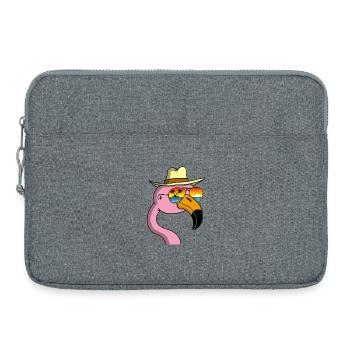 Flamant rose en vacances - Sacoche pour ordinateur portable 15 pouces - gris chiné - Devant