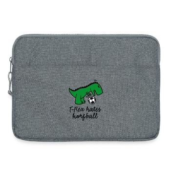 T-Rex hates korfball ball funny dinosaur cartoon - Laptop bag 15" - heather grey - Front