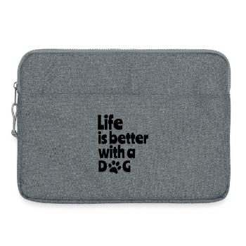Life is better with a dog, dogs, animal 001 - Laptop bag 15" - heather grey - Front