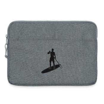 Stand up paddling - Mann mit Paddle Board - Laptoptasche 15" - Grau meliert - Vorne