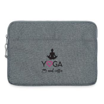 Yoga et café - Sacoche pour ordinateur portable 15 pouces - gris chiné - Devant