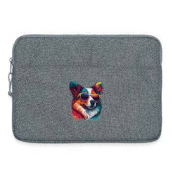 chien cool - Sacoche pour ordinateur portable 15 pouces - gris chiné - Devant