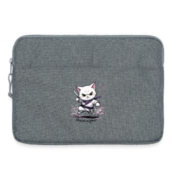 Chat maître de combat, ça va saigner ! humour - Sacoche pour ordinateur portable 15 pouces - gris chiné - Devant