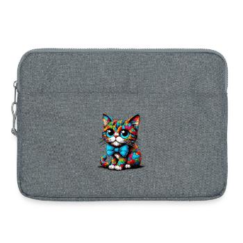 Chat avec noeud papillon - Sacoche pour ordinateur portable 15 pouces - gris chiné - Devant