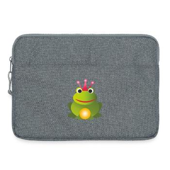 Prince grenouille - avec couronne rose et boule dorée - Sacoche pour ordinateur portable 15 pouces - gris chiné - Devant