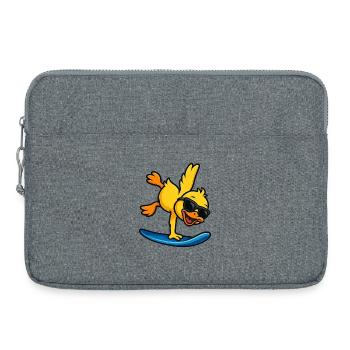 coole Ente Surfer am Strand für Kinder Wassersport - Laptoptasche 15" - Grau meliert - Vorne