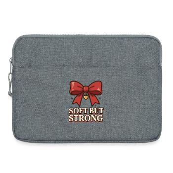 Soft but Strong – Red Ribbon - Laptop bag 15" - heather grey - Front