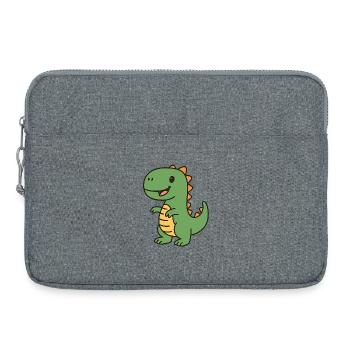Dinosaure de dessin animé joyeux pour les enfants - Sacoche pour ordinateur portable 15 pouces - gris chiné - Devant