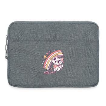 Kitty Love Rainbow Cat Illustration - Laptop bag 15" - heather grey - Front