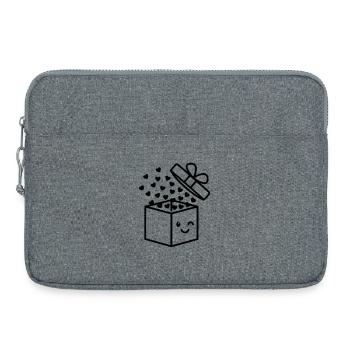 Geschenk voller Liebe | Süße Box mit Herzen - Laptoptasche 15" - Grau meliert - Vorne