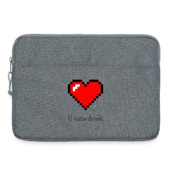 Verpixelter roter Käse auf schwarzem Hintergrund - Laptoptasche 15" - Grau meliert - Vorne