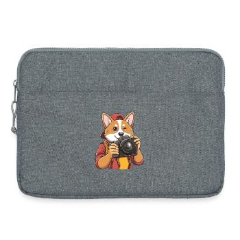 Photographe Corgi drôle et cool avec appareil photo - Sacoche pour ordinateur portable 15 pouces - gris chiné - Devant