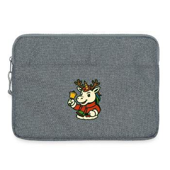 Weihnachtseinhorn mit Glocken-Maskottchen-Kunst - Laptoptasche 15" - Grau meliert - Vorne