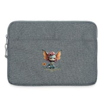 Blauer Drache mit blumigen Flügeln - Laptoptasche 15" - Grau meliert - Vorne