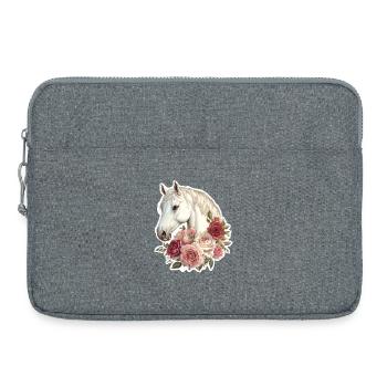 Pferd mit Blumen - Laptoptasche 15" - Grau meliert - Vorne