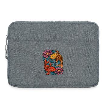 Koi- und Lotus-Runddesign - Laptoptasche 15" - Grau meliert - Vorne