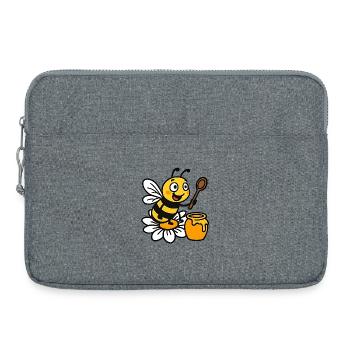 Abeille fabrique de miel sur une fleur - Sacoche pour ordinateur portable 15 pouces - gris chiné - Devant