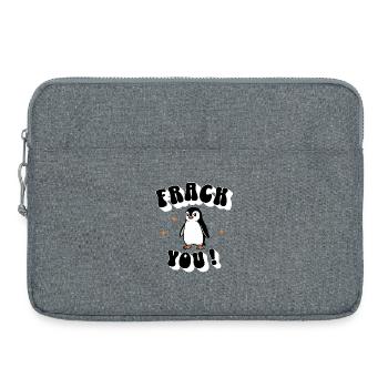 "Frack you" – The cheeky penguin - Laptop bag 15" - heather grey - Front