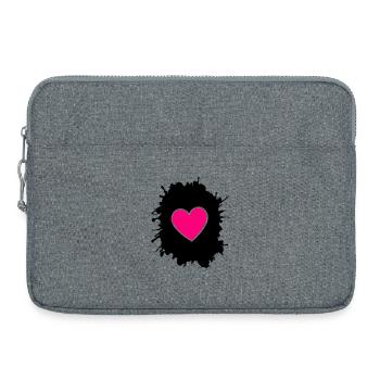 Cœur magenta sur fond noir - Sacoche pour ordinateur portable 15 pouces - gris chiné - Devant