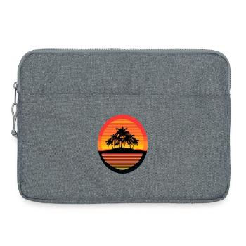 Sonnenuntergangsinsel Palmen Silhouette - Laptoptasche 15" - Grau meliert - Vorne
