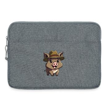 Wildschwein mit Hut - Laptoptasche 15" - Grau meliert - Vorne
