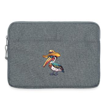 Sombrero drôle d’oiseau pélican - Sacoche pour ordinateur portable 15 pouces - gris chiné - Devant