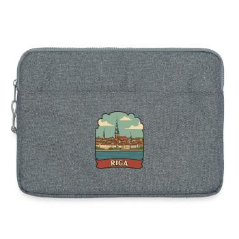 Riga, Lettland Altstadt Retro-Reiseaufkleber - Laptoptasche 15" - Grau meliert - Vorne