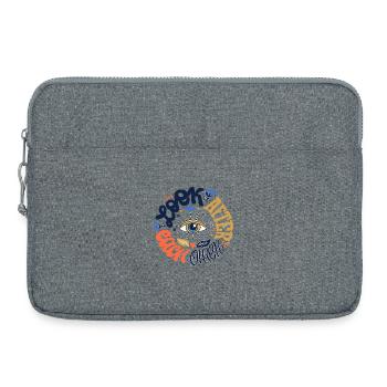 Eye motif - Laptop bag 15" - heather grey - Front