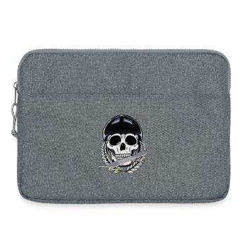 Sportler Sport Skaten Skater Totenkopf Skateboard - Laptoptasche 15" - Grau meliert - Vorne