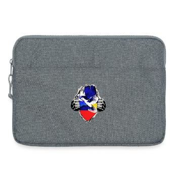 Drapeaux de la Russie de l’Ukraine avec colombe de la paix - Sacoche pour ordinateur portable 15 pouces - gris chiné - Devant
