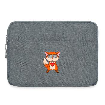 Fuchs mit Sonnenbrille und Herz - Laptoptasche 15" - Grau meliert - Vorne