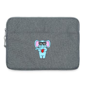 Elefant mit Sonnenbrille und Herz - Laptoptasche 15" - Grau meliert - Vorne