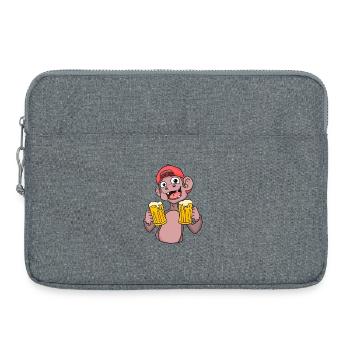 Affe mit Biergläser - Laptoptasche 15" - Grau meliert - Vorne