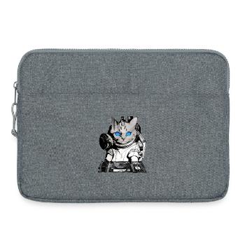 DJ Katze mit Mischpult - Laptoptasche 15" - Grau meliert - Vorne