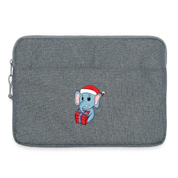 Éléphant de Noël avec cadeaux - Sacoche pour ordinateur portable 15 pouces - gris chiné - Devant