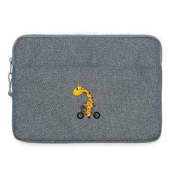 Giraffe fährt Fahrrad - Laptoptasche 15" - Grau meliert - Vorne