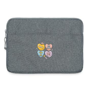 Bonbonherzen Retro Valentinstag - Laptoptasche 15" - Grau meliert - Vorne