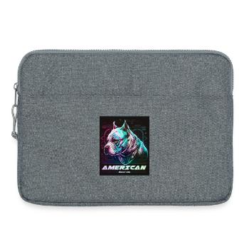 Bulldog Américain Neon Cyberpunk - Sacoche pour ordinateur portable 15 pouces - gris chiné - Devant