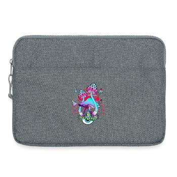 Psychedelic Mushrooms - Retro Wave Sunset - Laptop bag 15" - heather grey - Front