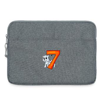 7. Geburtstag Motiv Schneeleopard - sieben Jahre - Laptoptasche 15" - Grau meliert - Vorne