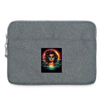 Neon Retro Frauenportrait mit Sonnenuntergang - Laptoptasche 15" - Grau meliert - Vorne