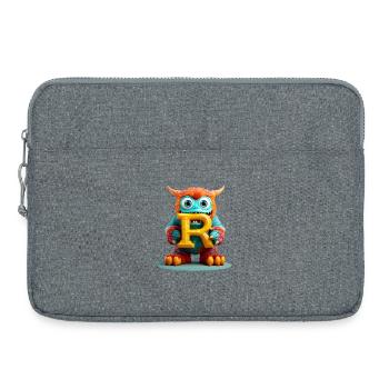 Bunter Monster mit Buchstabe R - Laptoptasche 15" - Grau meliert - Vorne