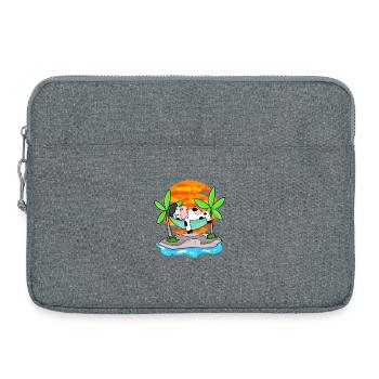 Vache sur la plage - Sacoche pour ordinateur portable 15 pouces - gris chiné - Devant