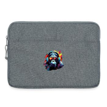 DJ Monkey Headphones Sunglasses Music Party Monkey - Laptop bag 15" - heather grey - Front