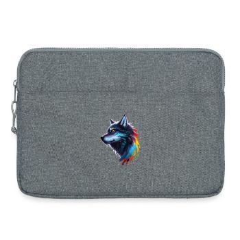 Regenbogen-Aquarell Wolf Spritzt - Laptoptasche 15" - Grau meliert - Vorne