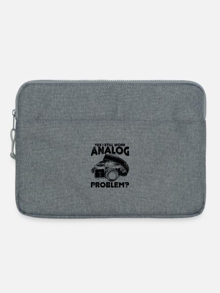 Ja ich arbeite noch analog - Laptoptasche 15" - Grau meliert