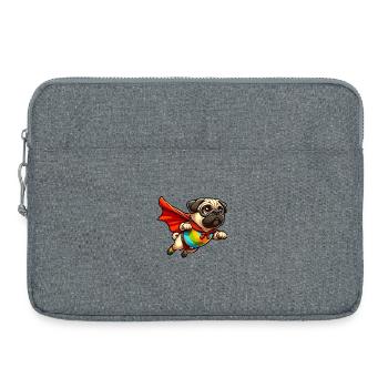 Superhelden-Mops - Laptoptasche 15" - Grau meliert - Vorne